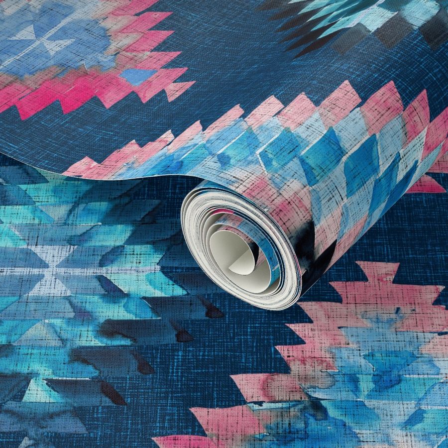 Bllue Diamond Kilim Watercolor