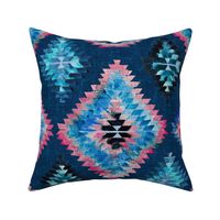 Bllue Diamond Kilim Watercolor