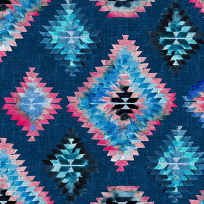 Bllue Diamond Kilim Watercolor