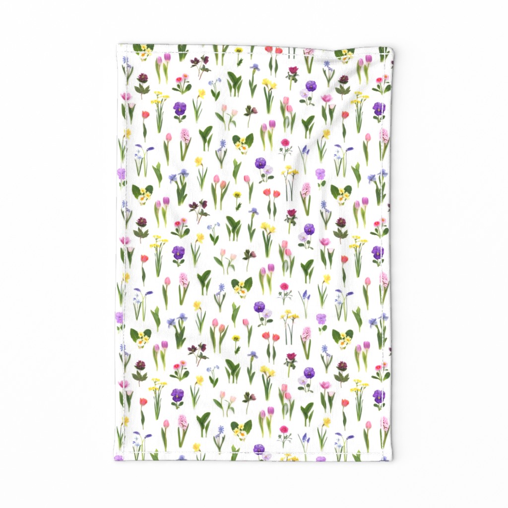 rainbow of spring flowers Spoonflower limited edition tea towel