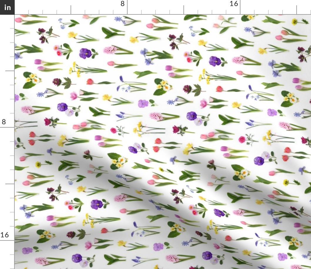 rainbow of spring flowers Spoonflower limited edition tea towel