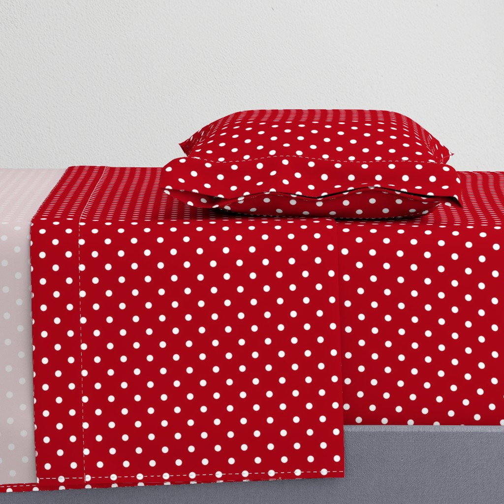 Small White Polka Dots on Dark Red