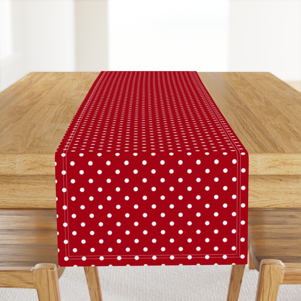 Small White Polka Dots on Dark Red