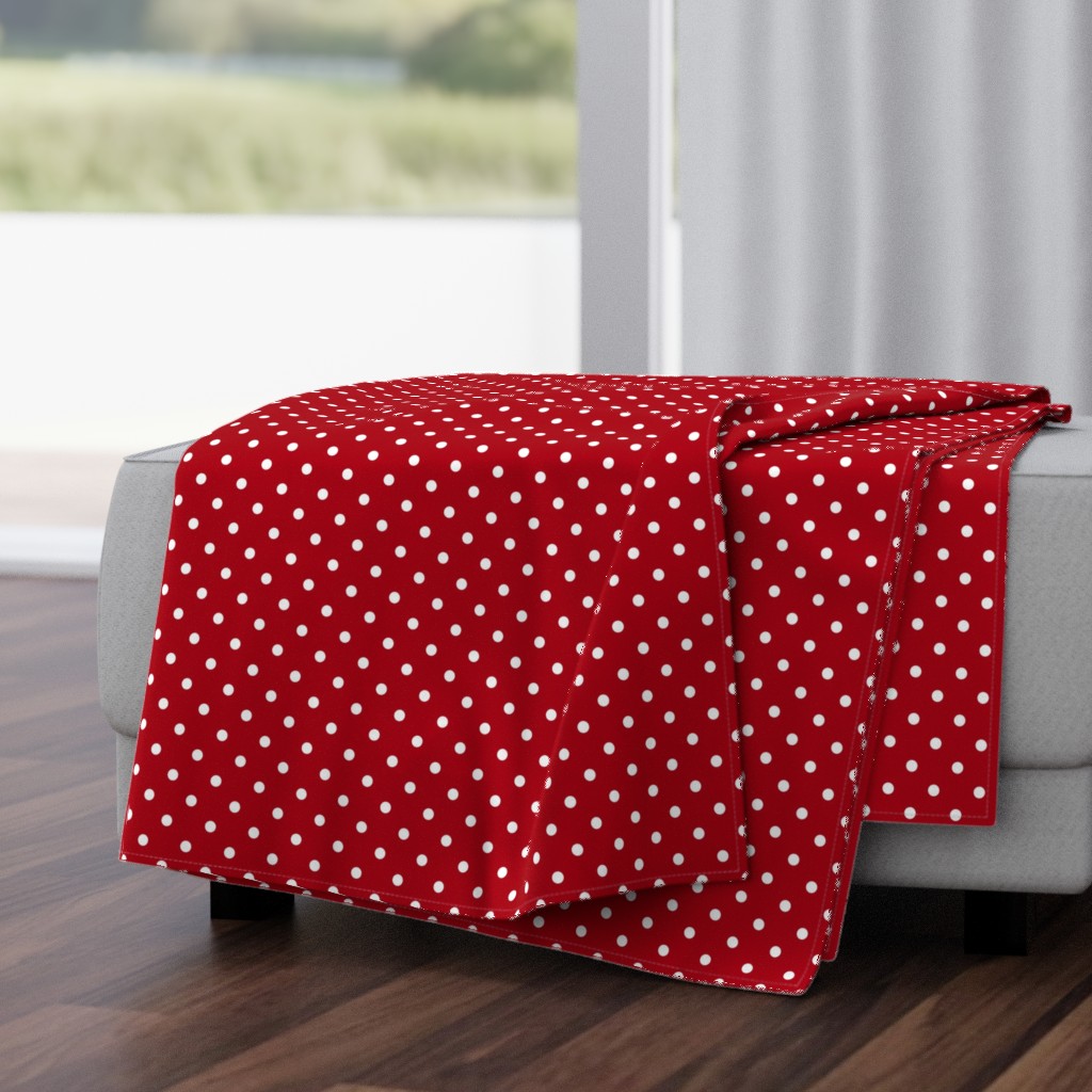 Small White Polka Dots on Dark Red