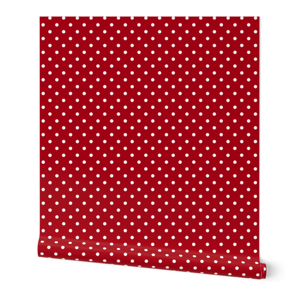 Small White Polka Dots on Dark Red