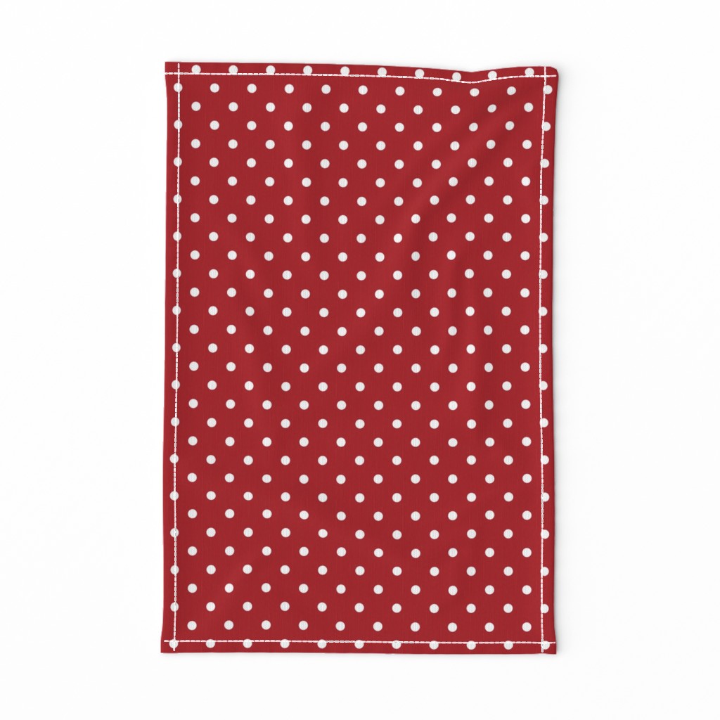 Small White Polka Dots on Dark Red