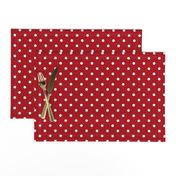 Small White Polka Dots on Dark Red