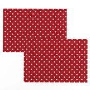 Small White Polka Dots on Dark Red