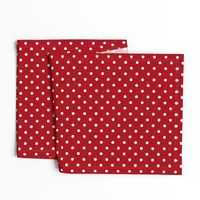 Small White Polka Dots on Dark Red