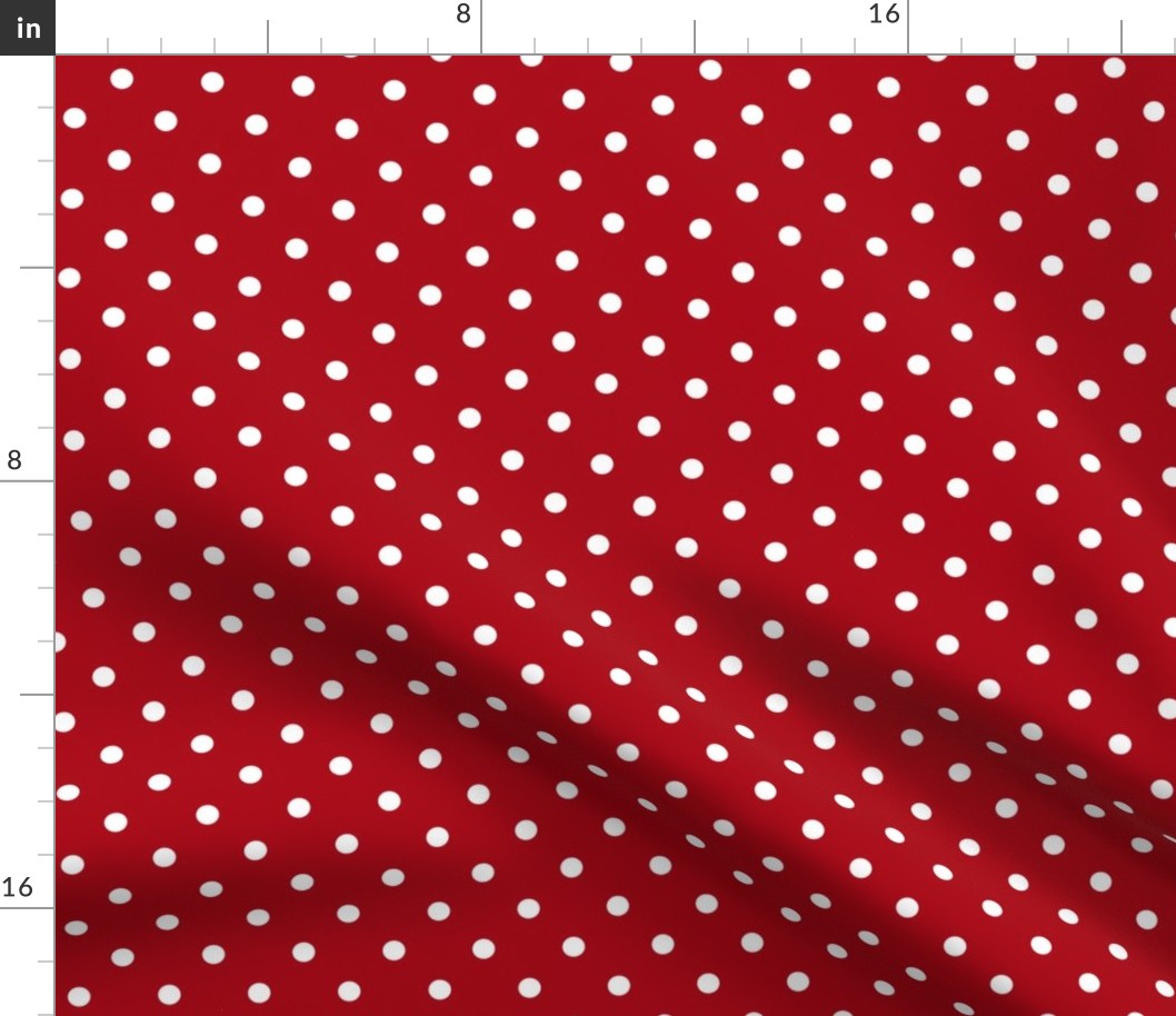 Small White Polka Dots on Dark Red