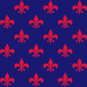 One Inch Red Fleur-de-lis on Navy Blue (Version 1)