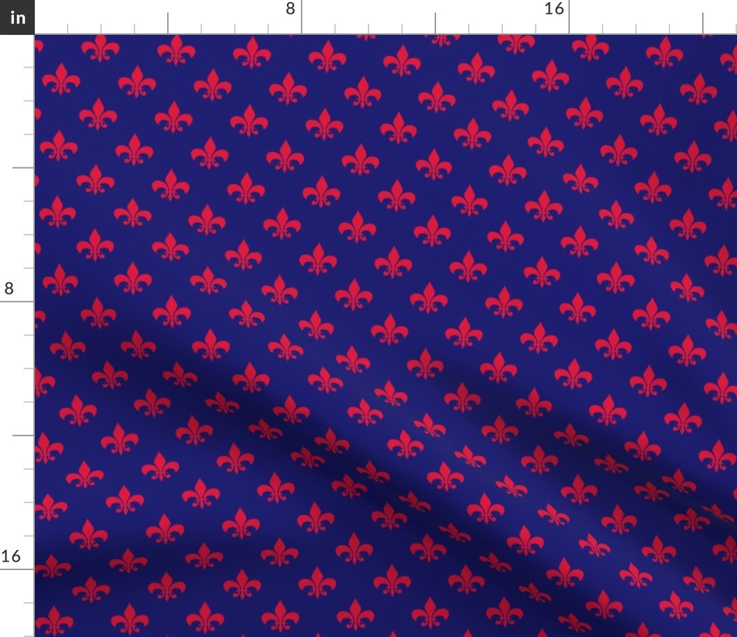 One Inch Red Fleur-de-lis on Navy Blue (Version 1)