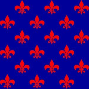 One Inch Red Fleur-de-lis on Navy Blue (Version 2)