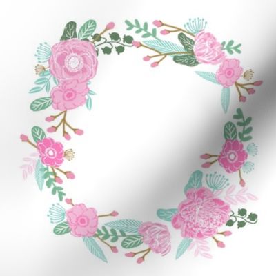 7" floral wreath - pink