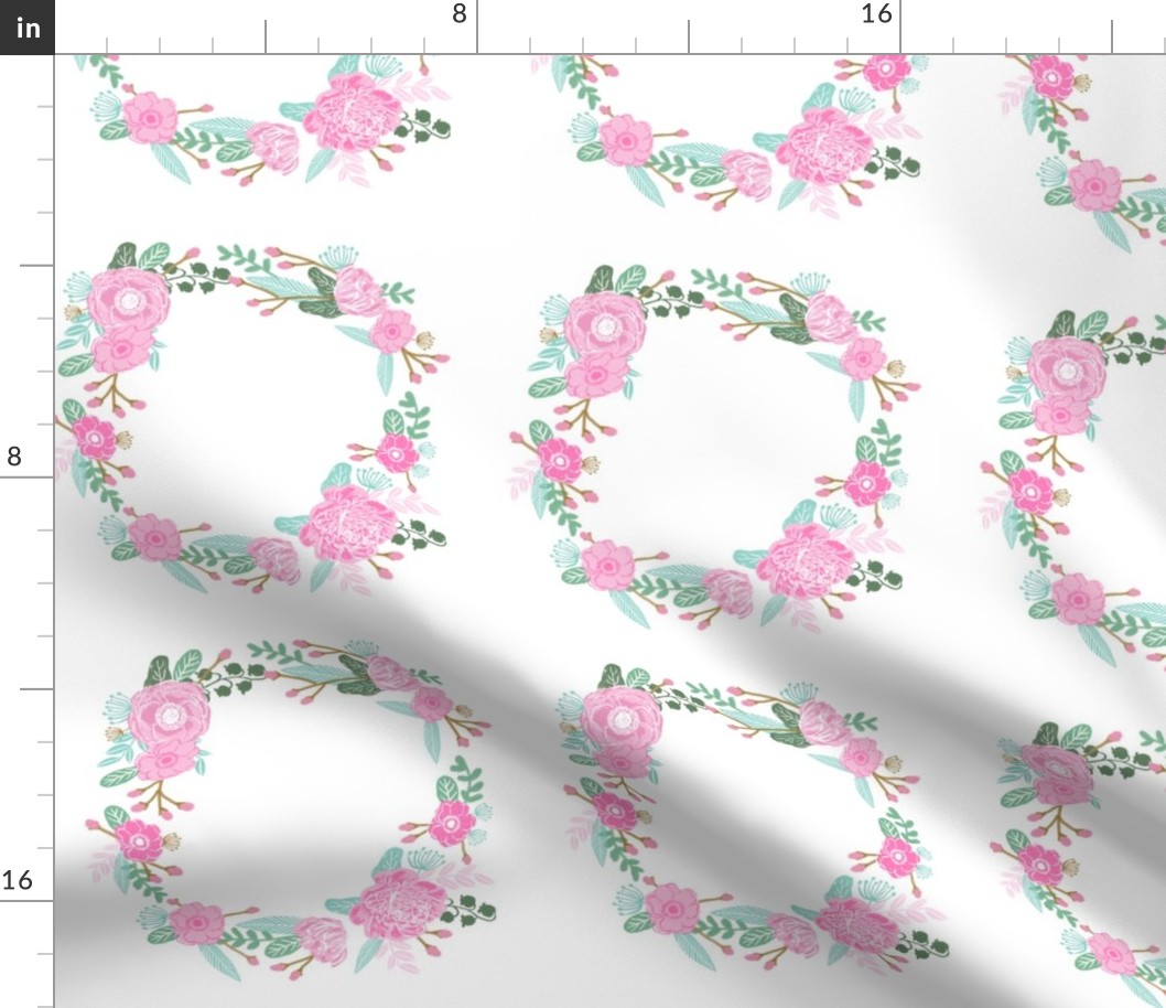 7" floral wreath - pink