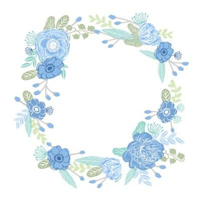7" floral wreath - blue