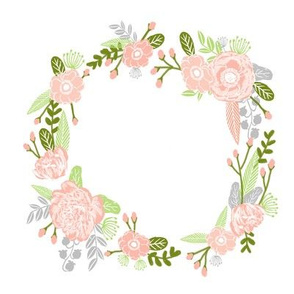 7" floral wreath - peach and lime