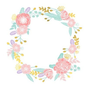 7" floral wreath - pink, purple, gold