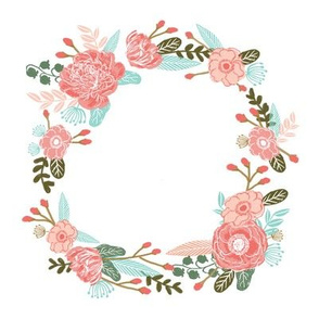 7" floral wreath - coral