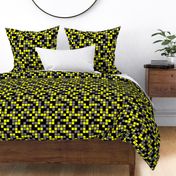 Large Mosaic Squares in Black, Yellow, and Medium Gray