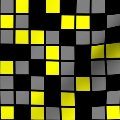 Large Mosaic Squares in Black, Yellow, and Medium Gray