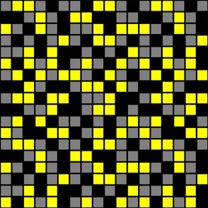Large Mosaic Squares in Black, Yellow, and Medium Gray