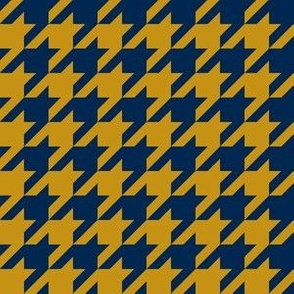 One Inch Navy Blue and Mustard Yellow Houndstooth Check