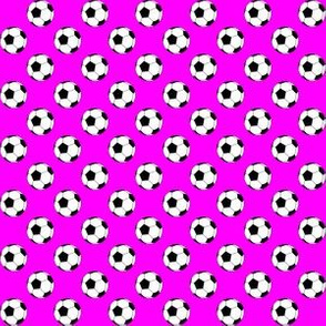 Half Inch Black and White Soccer Balls on Magenta Pink