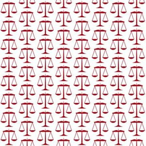 Small Dark Red Scales of Justice on White