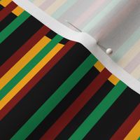 Green, Dark Red, Yellow Gold, Horizontal Stripes on Black, Kente Cloth