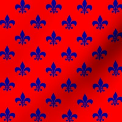 One Inch Navy Blue Fleur-de-lis on Red (Version 2)