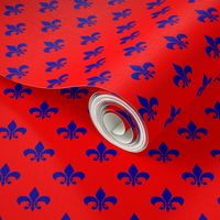 One Inch Navy Blue Fleur-de-lis on Red (Version 2)