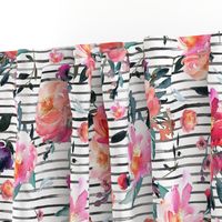 spring floral black stripes