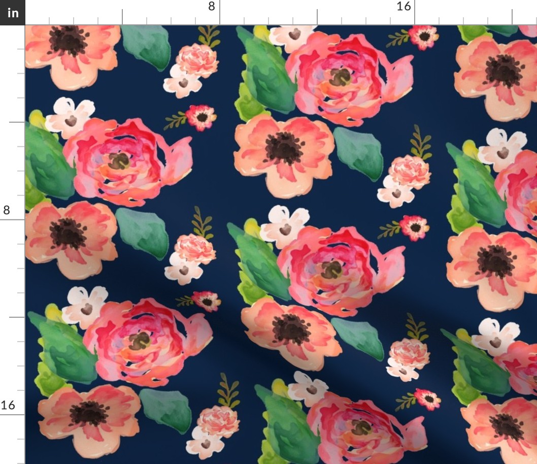 8" Floral Dreams / NAVY