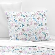 mermaid and narwhals rotate (white)