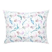 mermaid and narwhals rotate (white)