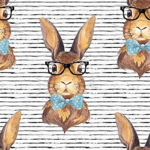 8" BUNNY WITH GLASSES /  STRIPES