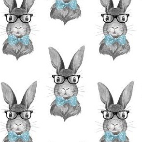 4" BUNNY WITH GLASSES / BLACK AND WHITE
