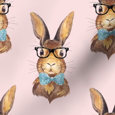 8" BUNNY WITH GLASSES / DARKER PINK