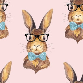 8" BUNNY WITH GLASSES / DARKER PINK
