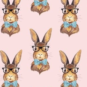 4" BUNNY WITH GLASSES / DARKER PINK