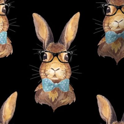 8" BUNNY WITH GLASSES / BLACK