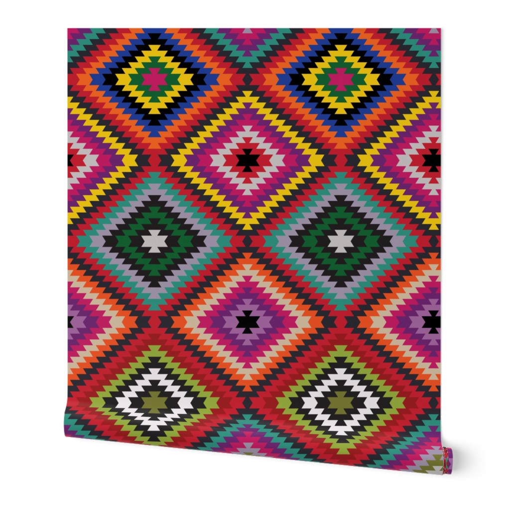 Modern Kilim - bright rainbow, Medium scale