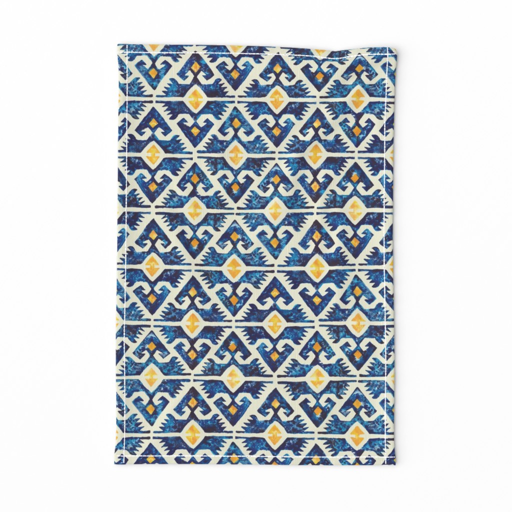 Thunderbird Kilim Watercolor //  bohemian tribal kilim arrows aztec boho diamond watercolor fabric