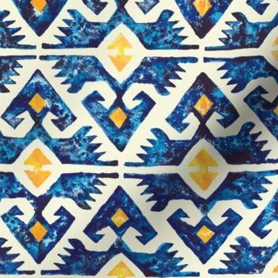 Thunderbird Kilim Watercolor //  bohemian tribal kilim arrows aztec boho diamond watercolor fabric