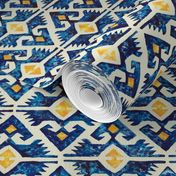 Thunderbird Kilim Watercolor //  bohemian tribal kilim arrows aztec boho diamond watercolor fabric