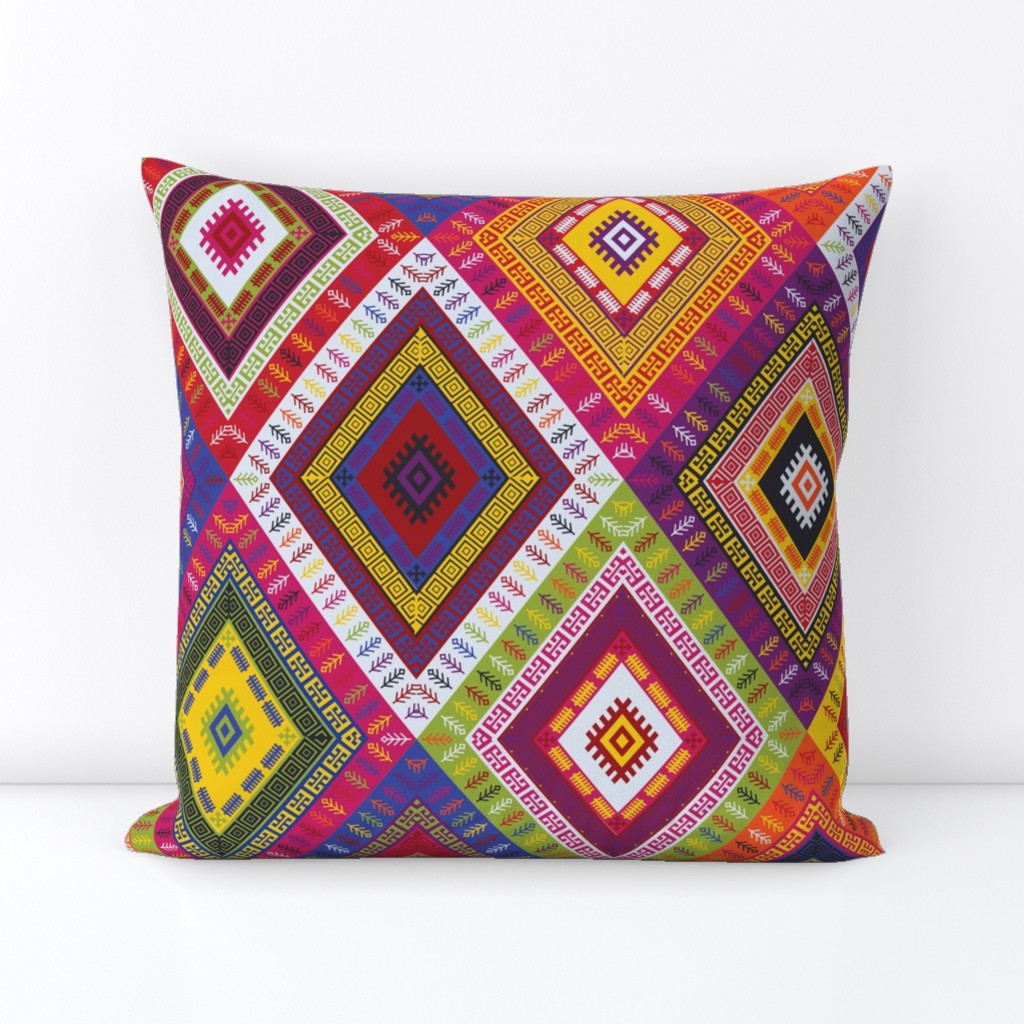 Kilim Diamonds - bright rainbow