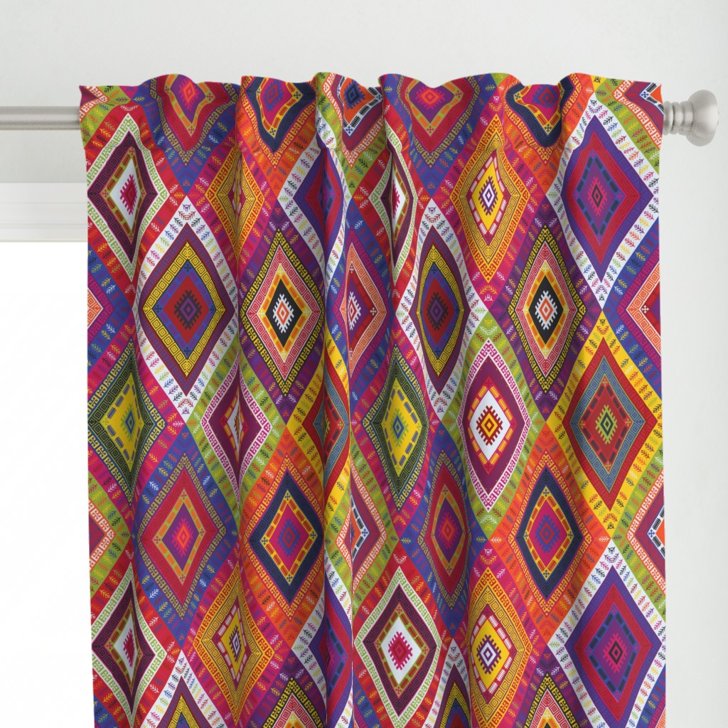 Kilim Diamonds - bright rainbow