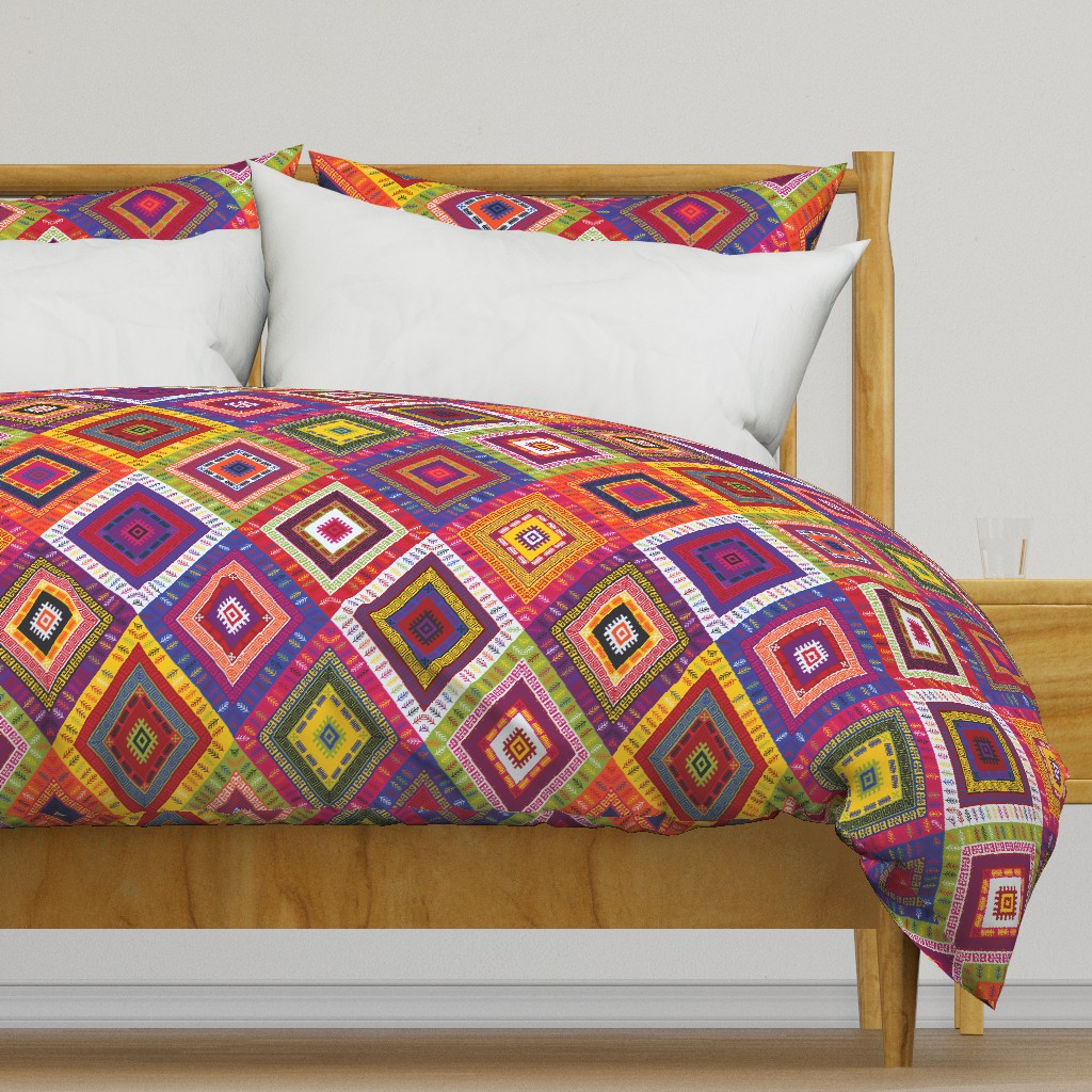 Kilim Diamonds - bright rainbow