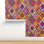 Kilim Diamonds - bright rainbow